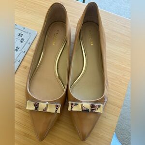 Coach Women's Wilma Tan Leather Flats